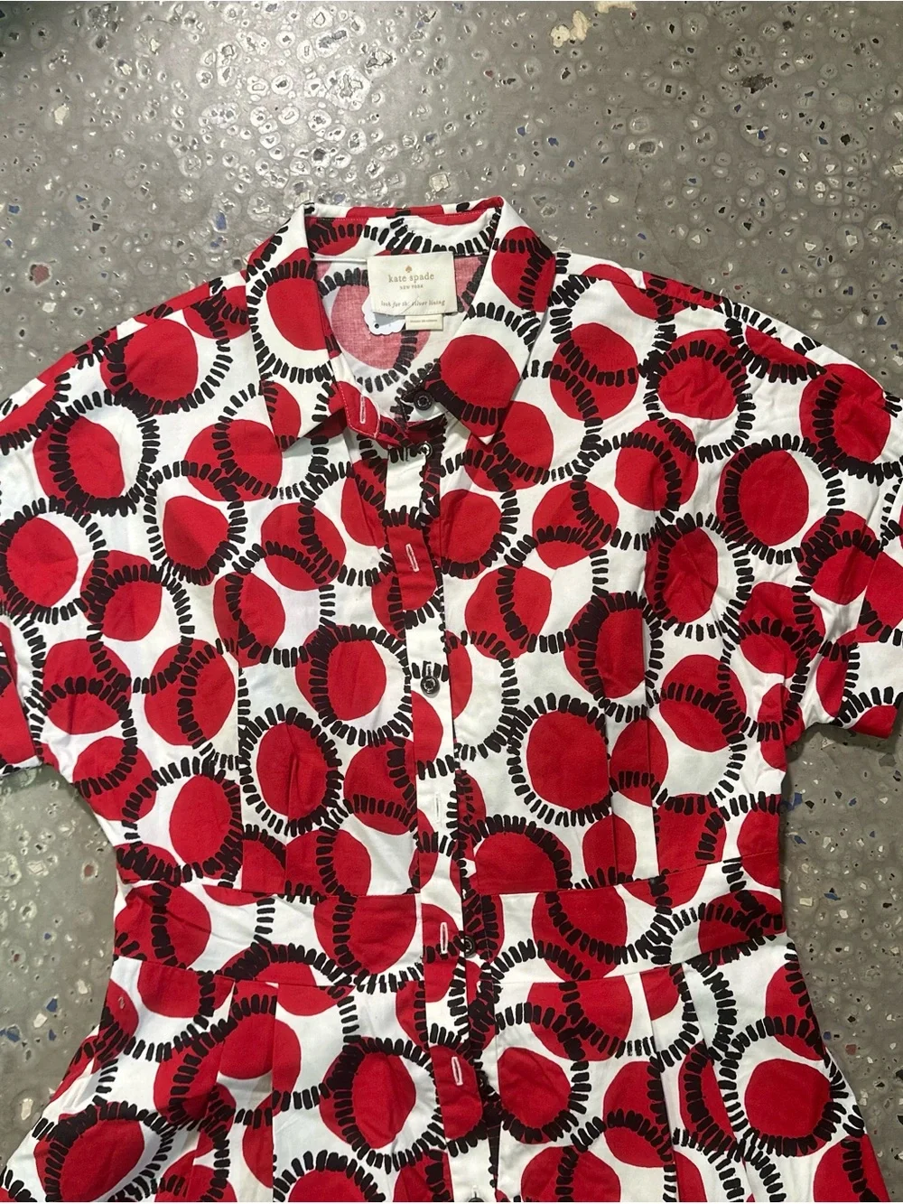 kate spade Red & White Circle-Print Shirt Dress
